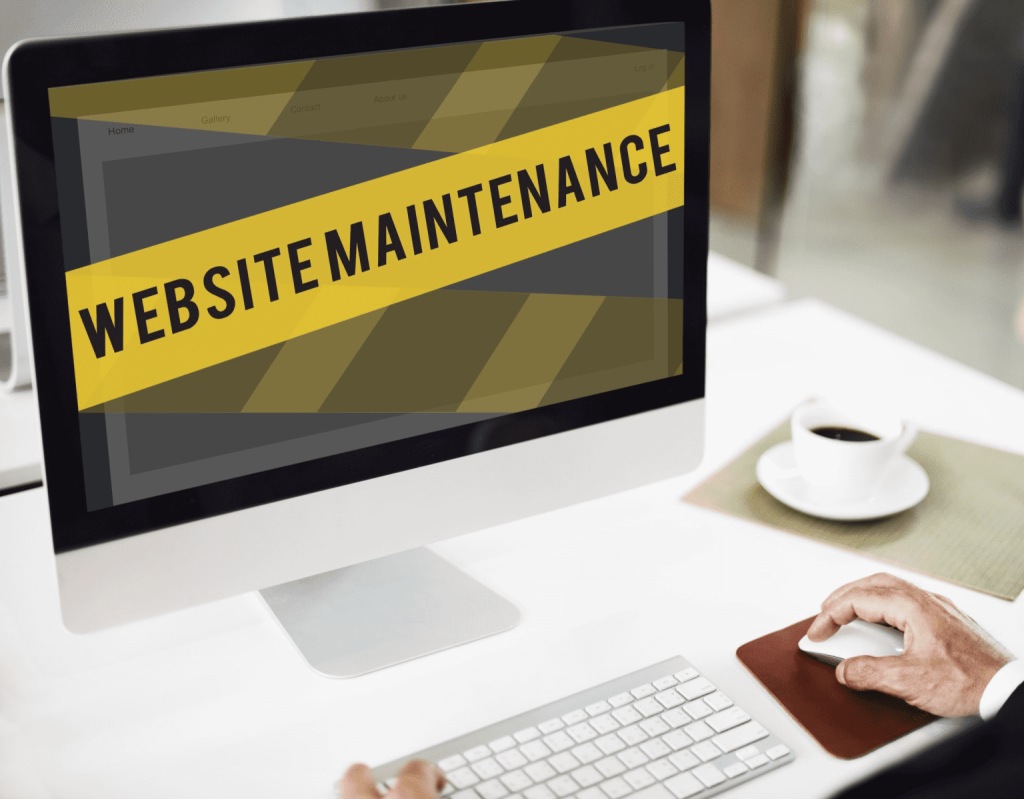 Desktop computer displaying website maintenance services by a Web Design Agency, helping businesses keep websites secure, updated, and performing optimally.